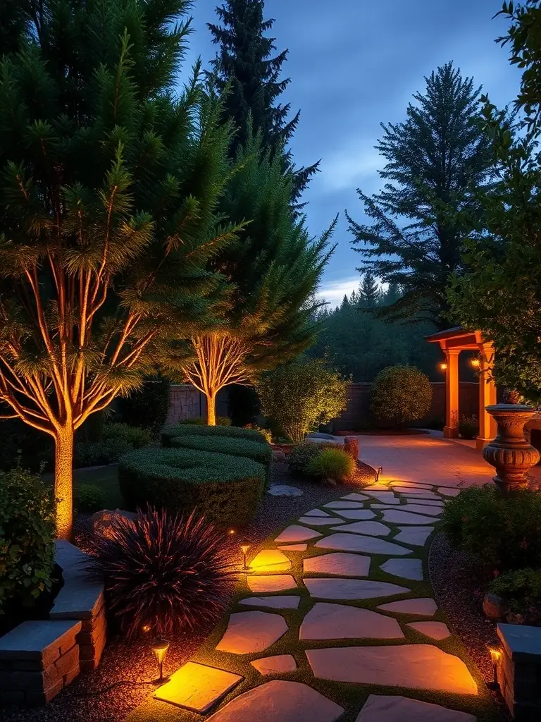 A beautifully lit outdoor space with energy-efficient LED lighting installed by Bright Line Electric, showcasing their lighting solutions.